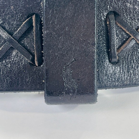 Polo Ralph Lauren Belt Mens 34/85 Dark Brown Leather Classic Silver Buckle - Picture 9 of 9